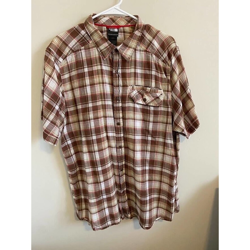 The North Face Brown Men's XL Shirt Short Sleeve Button Down Hiking Lightweight